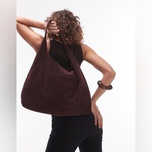 & Other Stories Suede Shoulder Bag - Burgundy